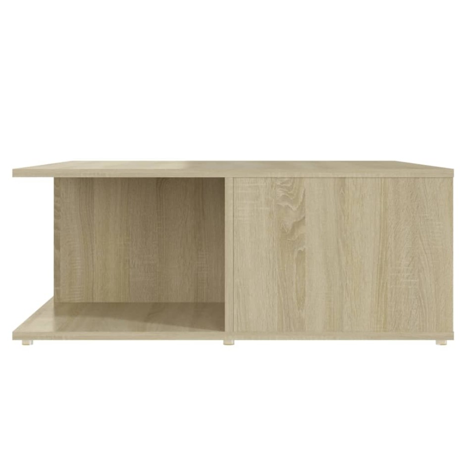 Mesa de centro madera contrachapada blanco y roble 80x80x31