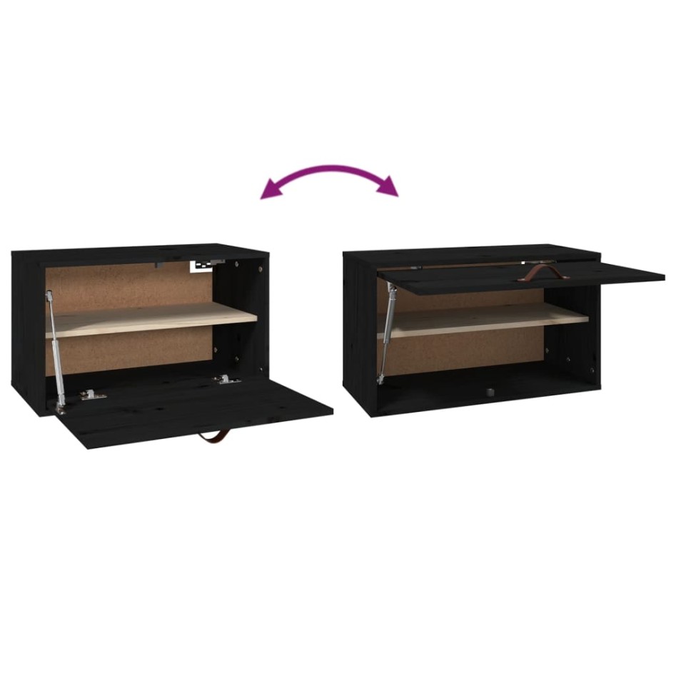 Armario de pared de madera maciza de pino negro 60x30x35