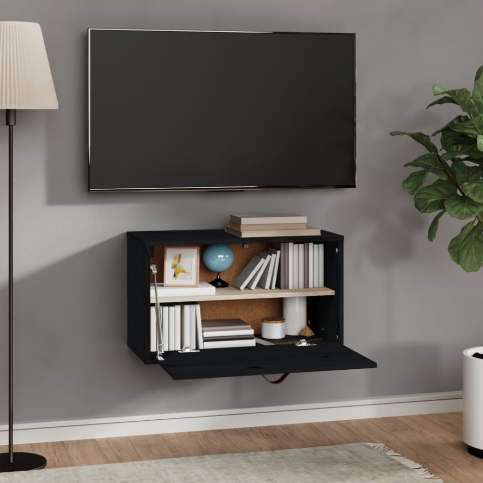 Armario de pared de madera maciza de pino negro 60x30x35