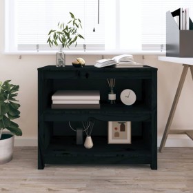 Estantería madera maciza de pino negra 80x35x68