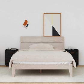 Mesitas de noche 2 uds madera maciza de pino negro 40x34x55