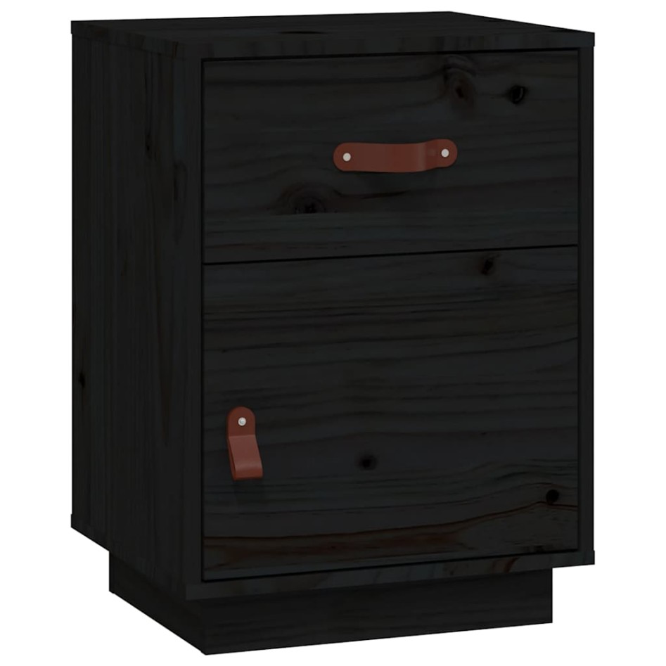 Mesitas de noche 2 uds madera maciza de pino negro 40x34x55