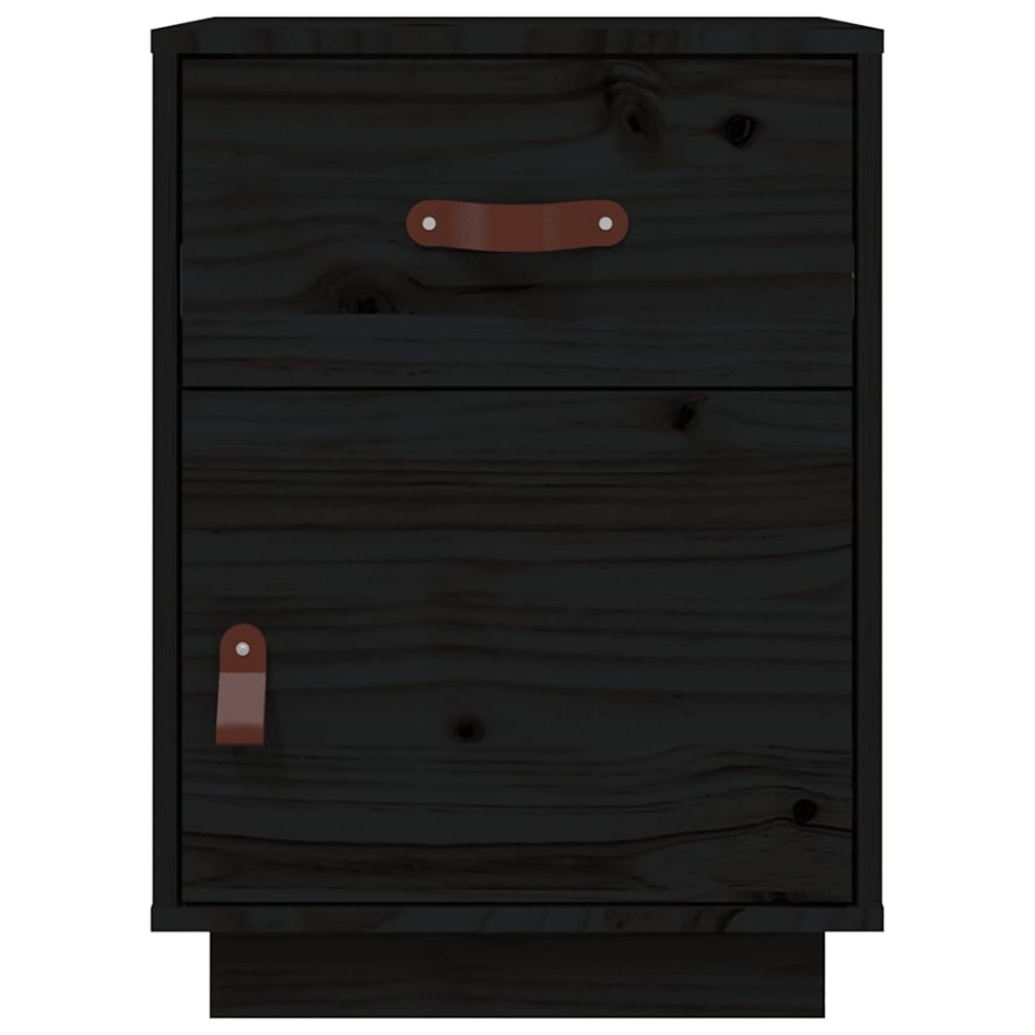Mesitas de noche 2 uds madera maciza de pino negro 40x34x55