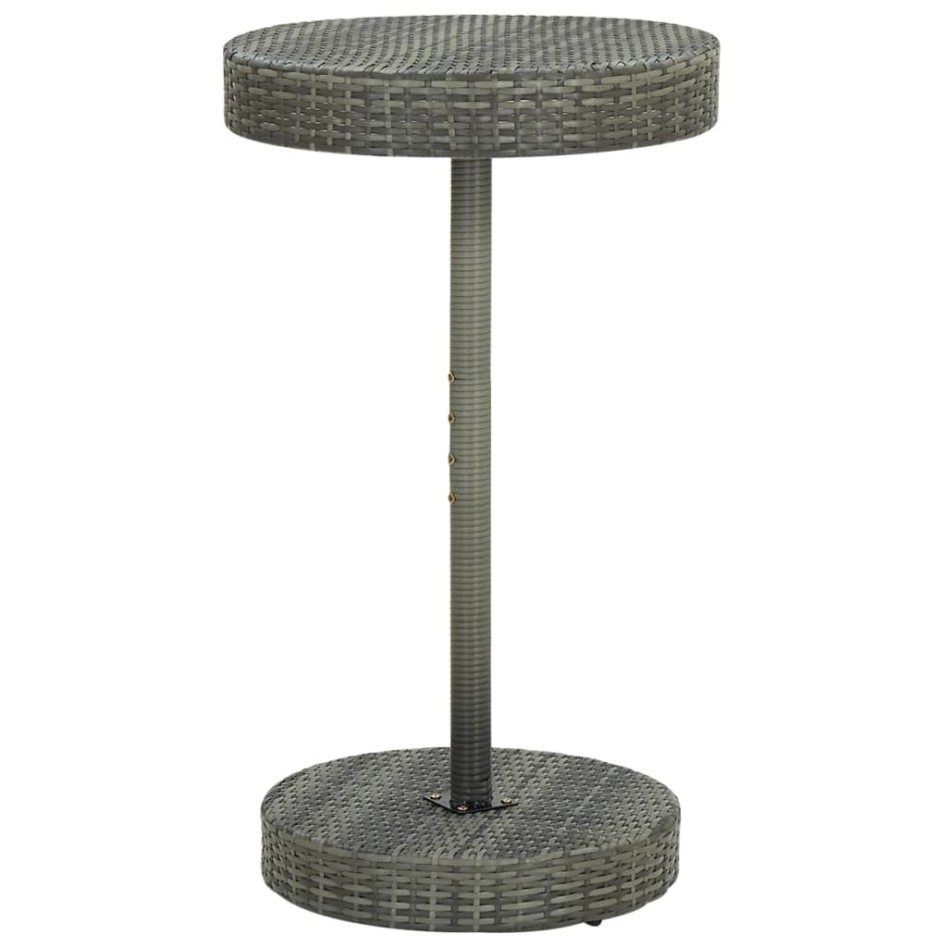Mesa de jardín de ratán sintético gris 60,5x106