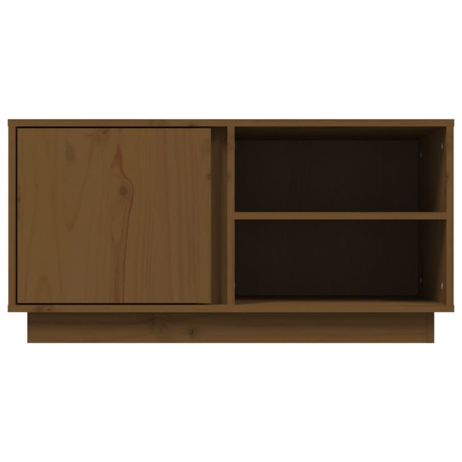 Mueble de TV madera maciza de pino marrón miel 80x35x40,5