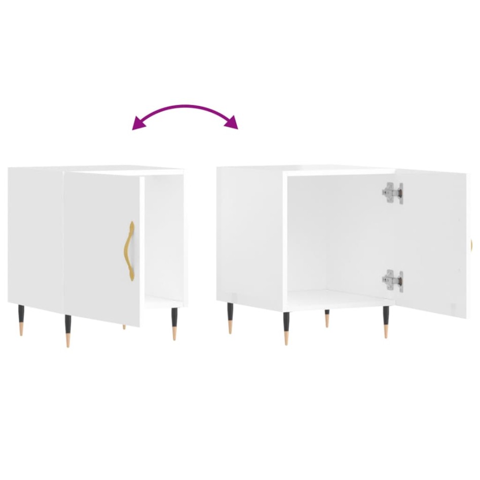 Mesitas noche 2 uds madera ingeniería blanco brillo 40x40x50