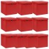 Cajas de almacenaje con tapas 10 uds tela rojo 32x32x32