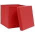 Cajas de almacenaje con tapas 10 uds tela rojo 32x32x32