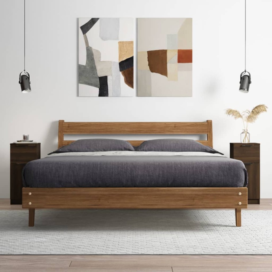 Aparadores 2 uds madera contrachapada marrón roble 30x30x70