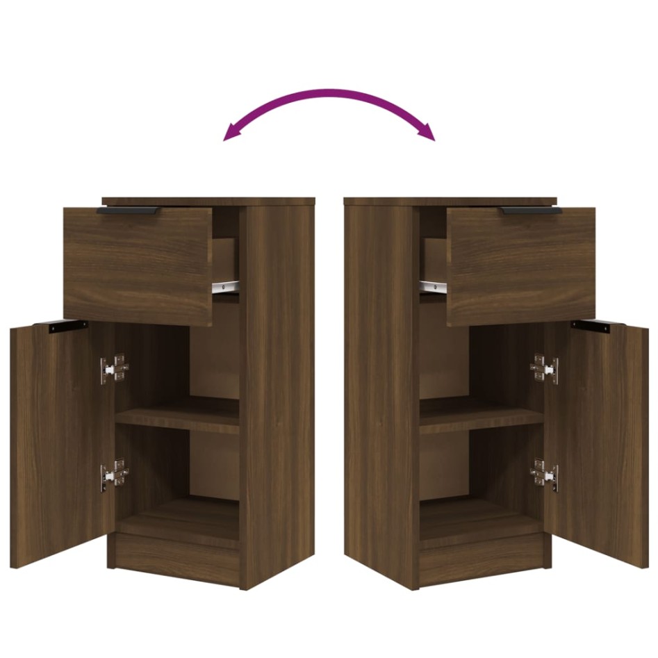 Aparadores 2 uds madera contrachapada marrón roble 30x30x70