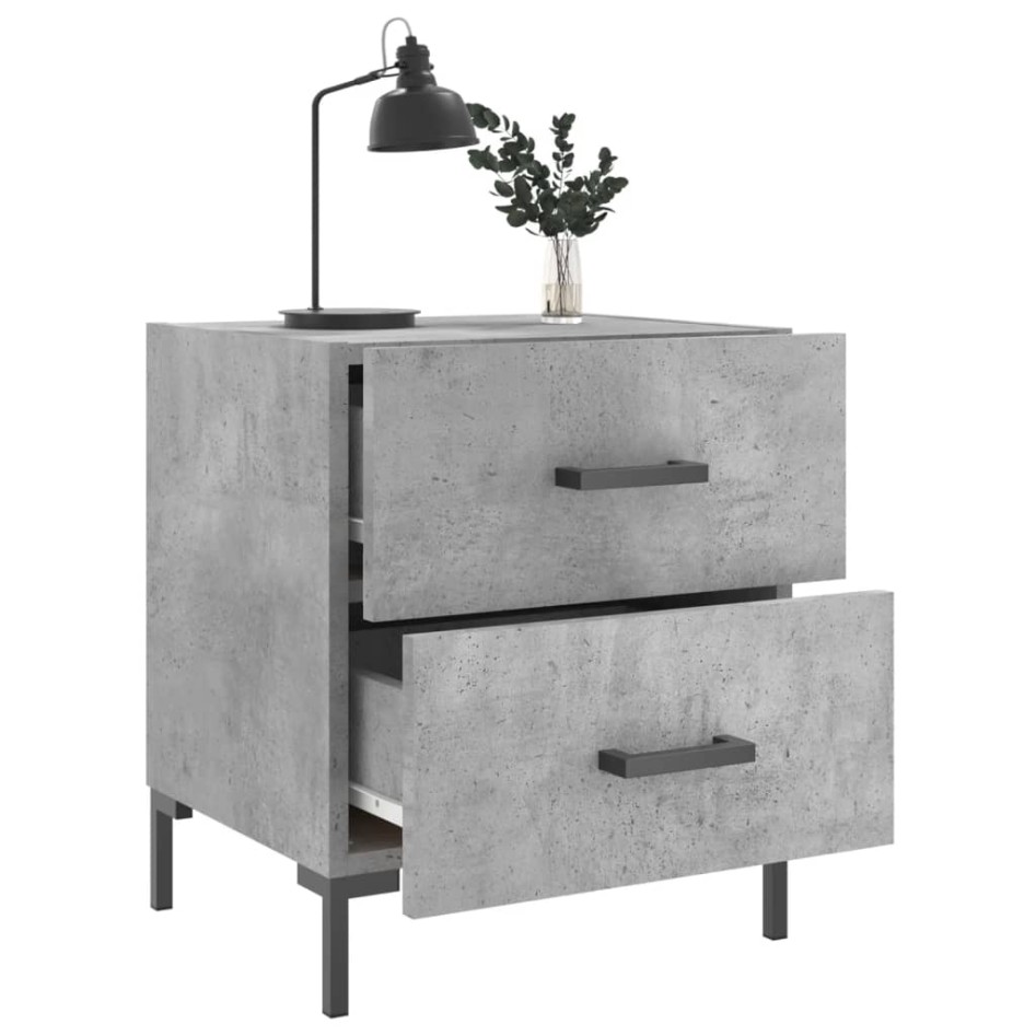 Mesita noche 2 uds madera ingeniería gris hormigón