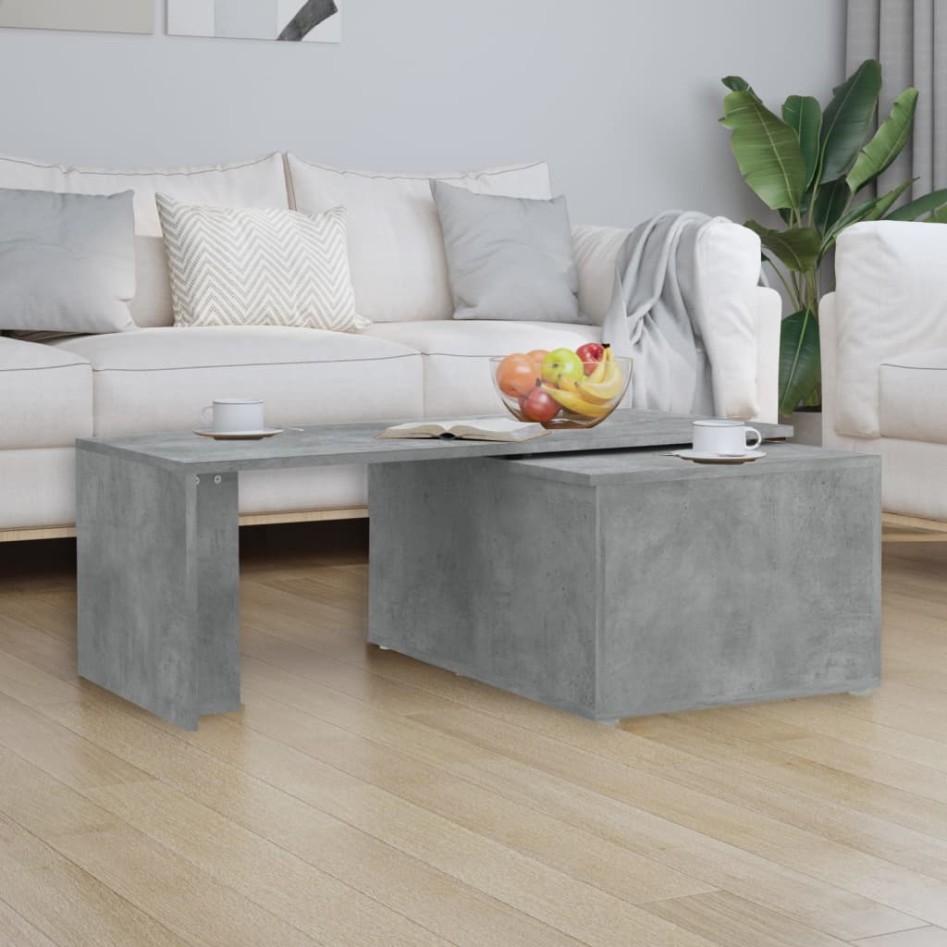 Mesa de centro madera contrachapada gris hormigón 150x50x35