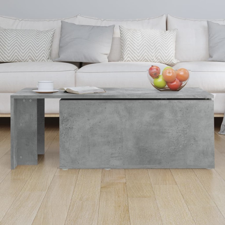 Mesa de centro madera contrachapada gris hormigón 150x50x35