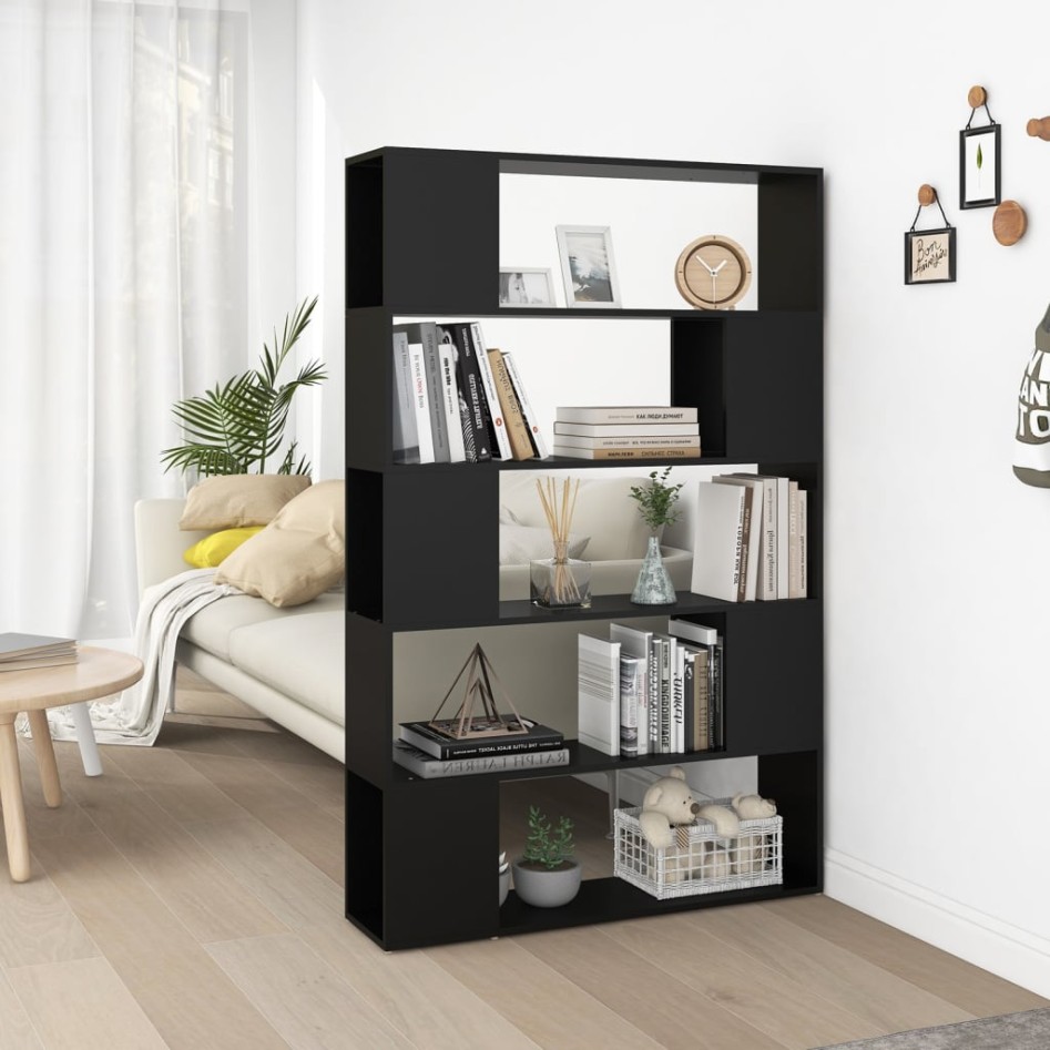 Librería separador madera contrachapada negro 100x24x155