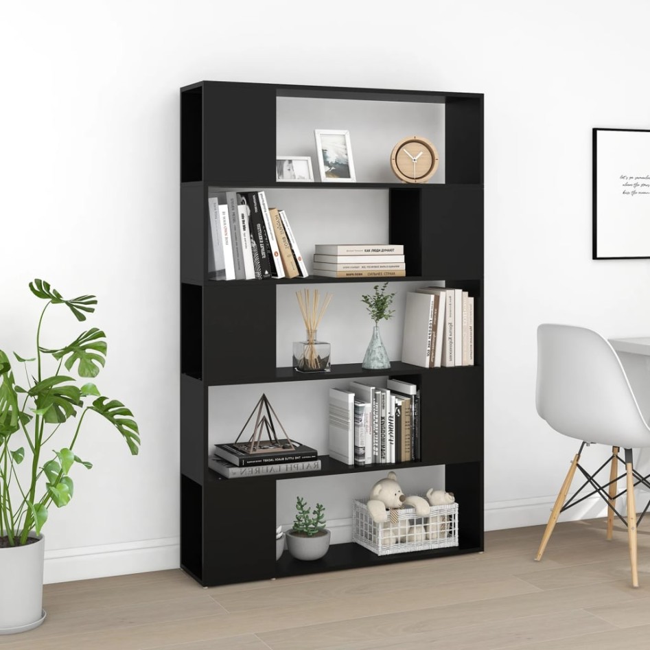 Librería separador madera contrachapada negro 100x24x155