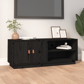 Mueble de TV de madera maciza de pino negro 105x34x40