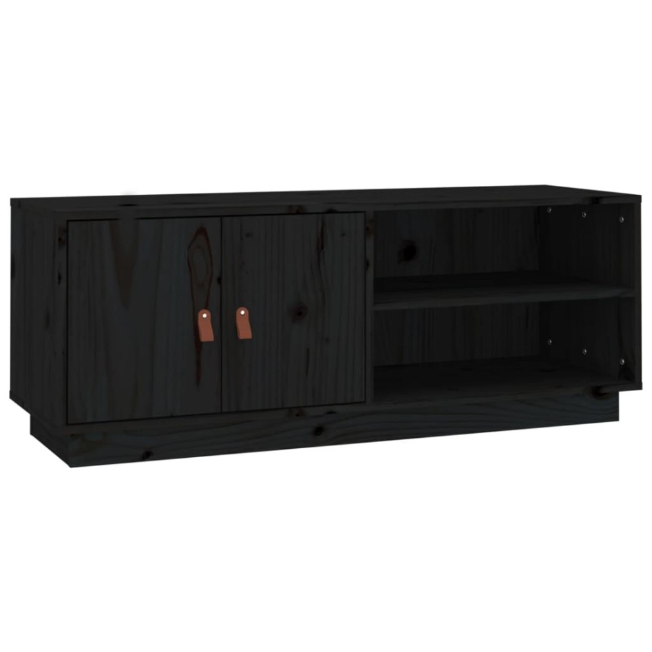 Mueble de TV de madera maciza de pino negro 105x34x40