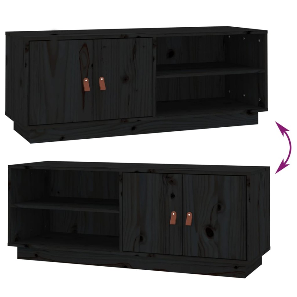 Mueble de TV de madera maciza de pino negro 105x34x40