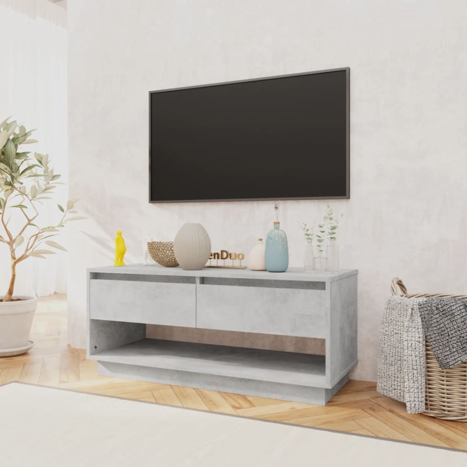 Mueble para TV madera contrachapada gris hormigón 102x41x44