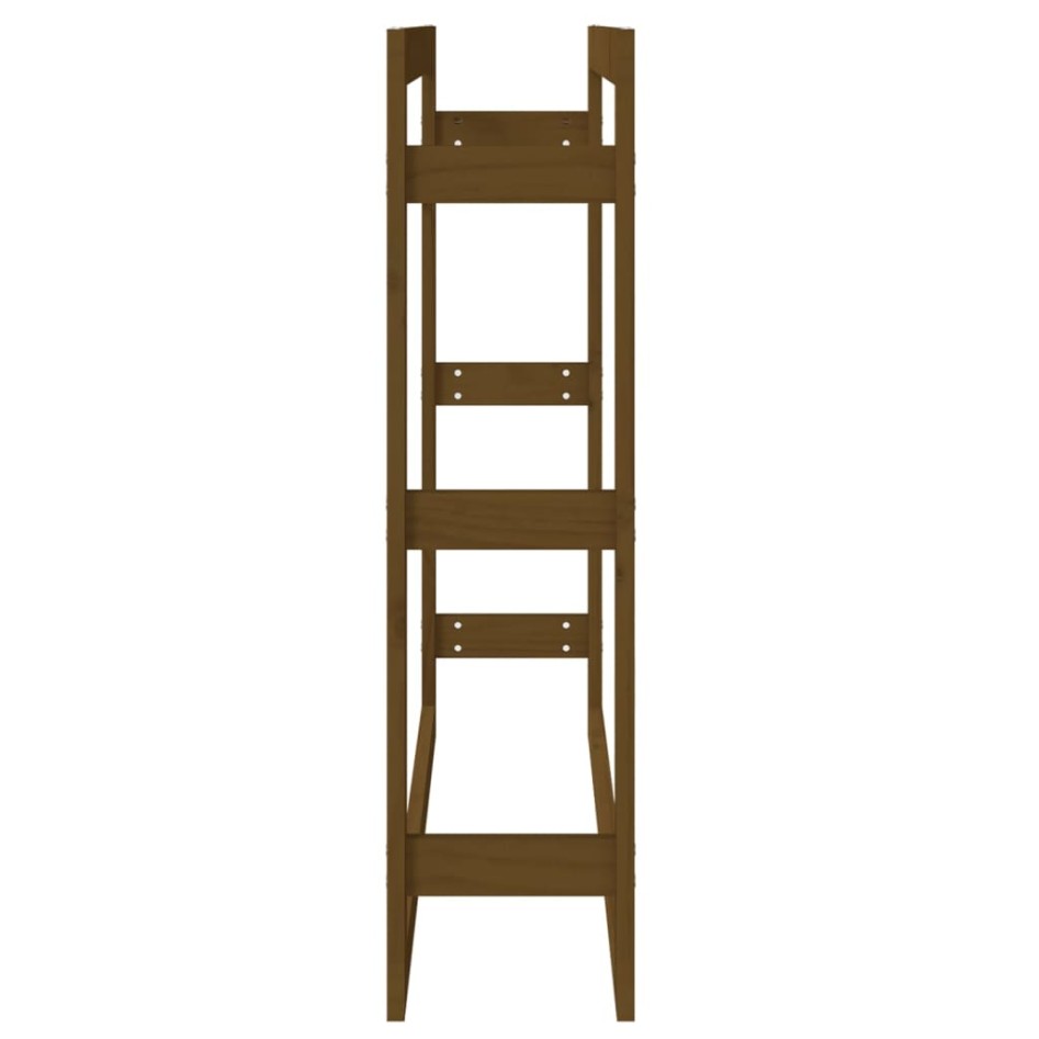 Estante para leña madera maciza pino marrón miel 100x25x100