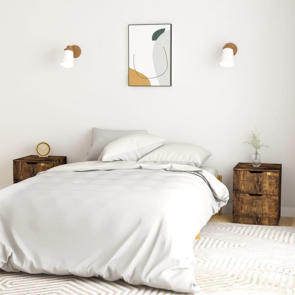 Mesitas noche 2 uds madera ingeniería roble ahumado 40x40x50