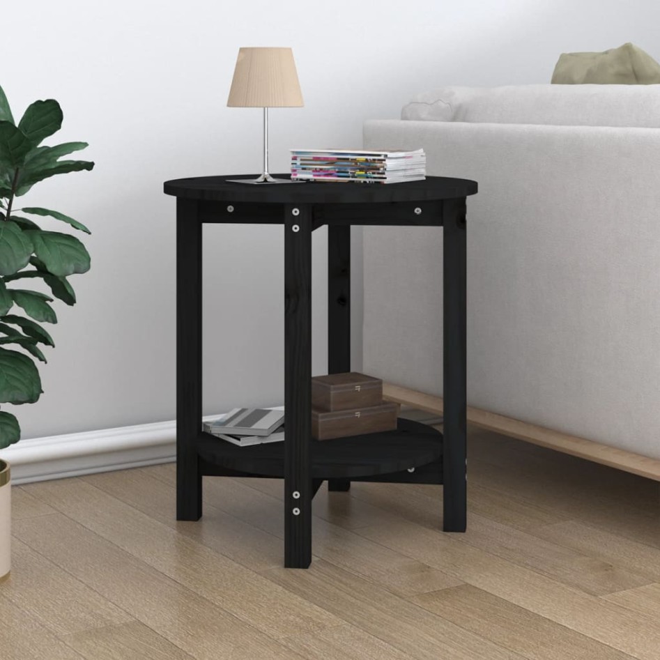 Mesa de centro de madera maciza de pino negro Ø55x60