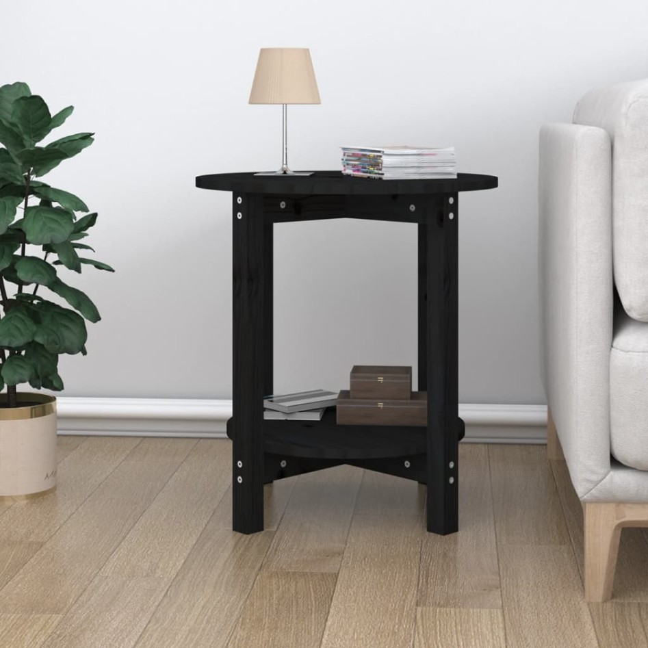 Mesa de centro de madera maciza de pino negro Ø55x60