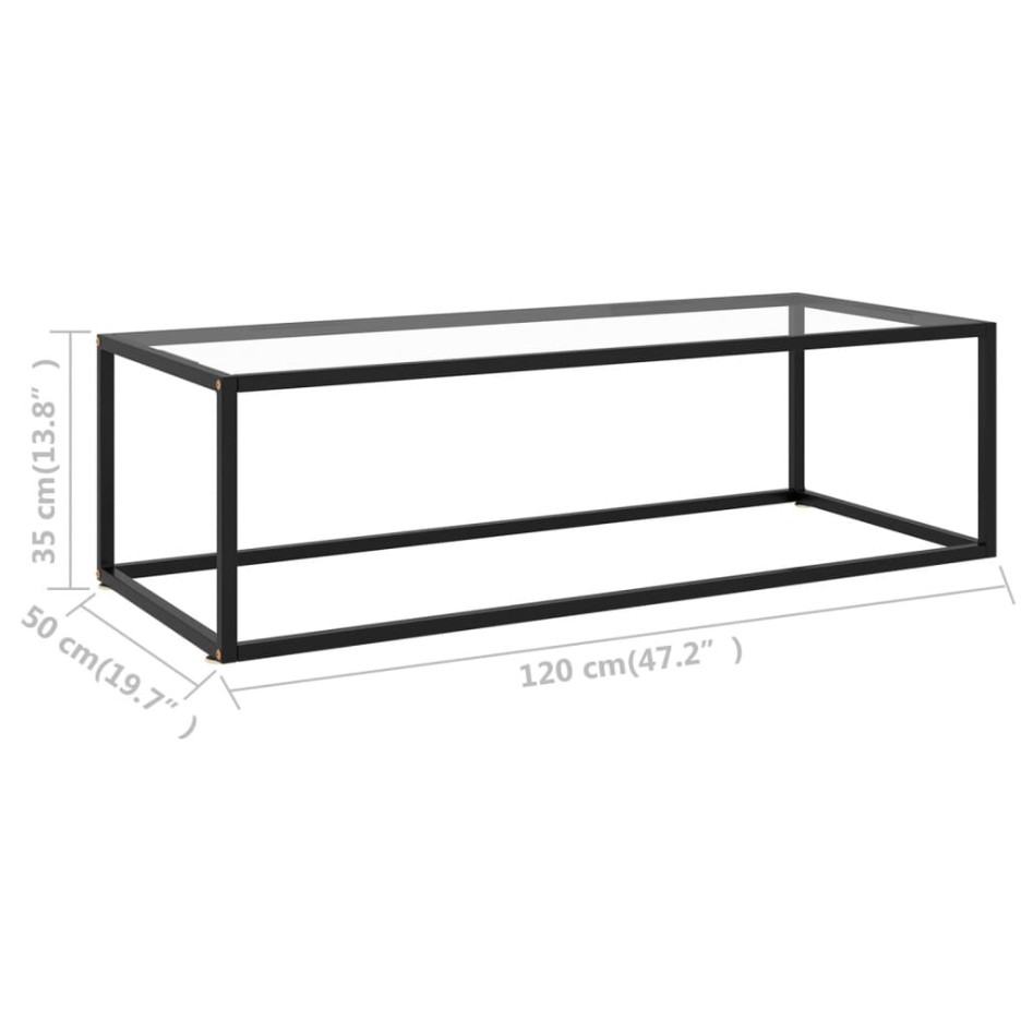 Mesa de centro negra con vidrio templado 120x50x35