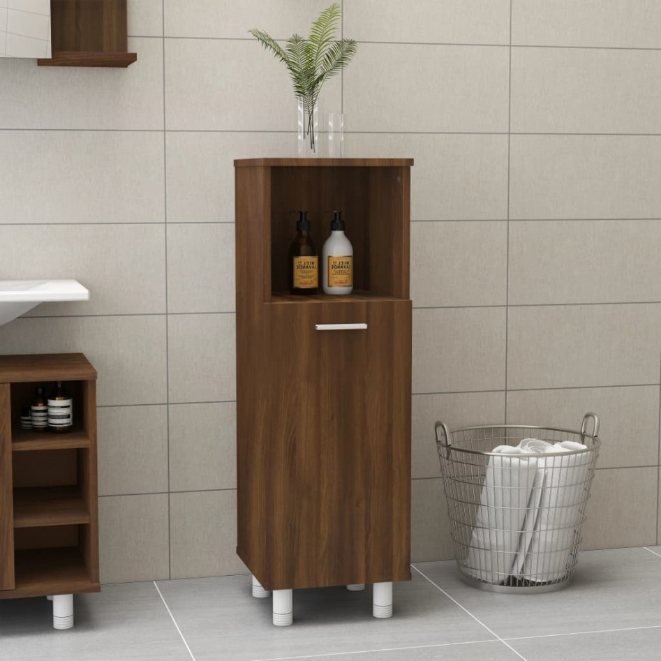 Armario de baño madera contrachapada roble marrón 30x30x95