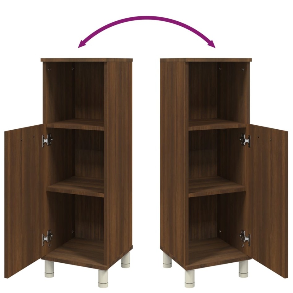 Armario de baño madera contrachapada roble marrón 30x30x95