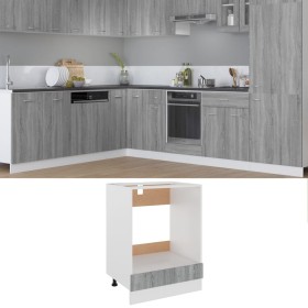 Armario de horno cocina madera ingeniería gris 60x46x81,5