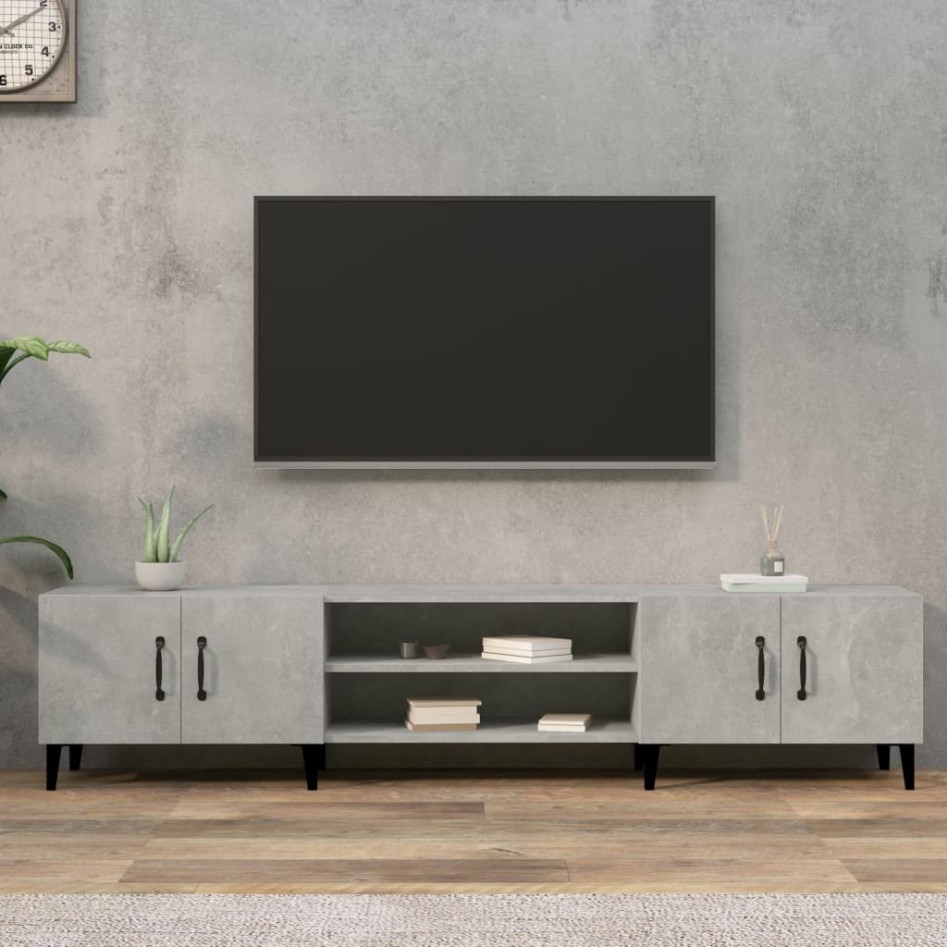 Mueble de TV madera contrachapada gris hormigón 180x31,5x40