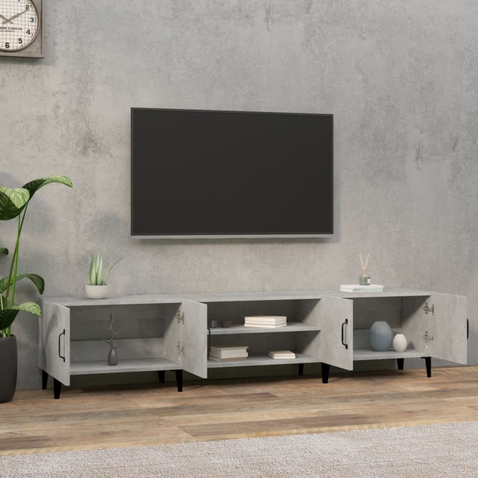 Mueble de TV madera contrachapada gris hormigón 180x31,5x40
