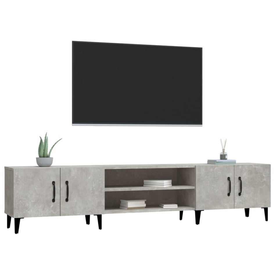 Mueble de TV madera contrachapada gris hormigón 180x31,5x40