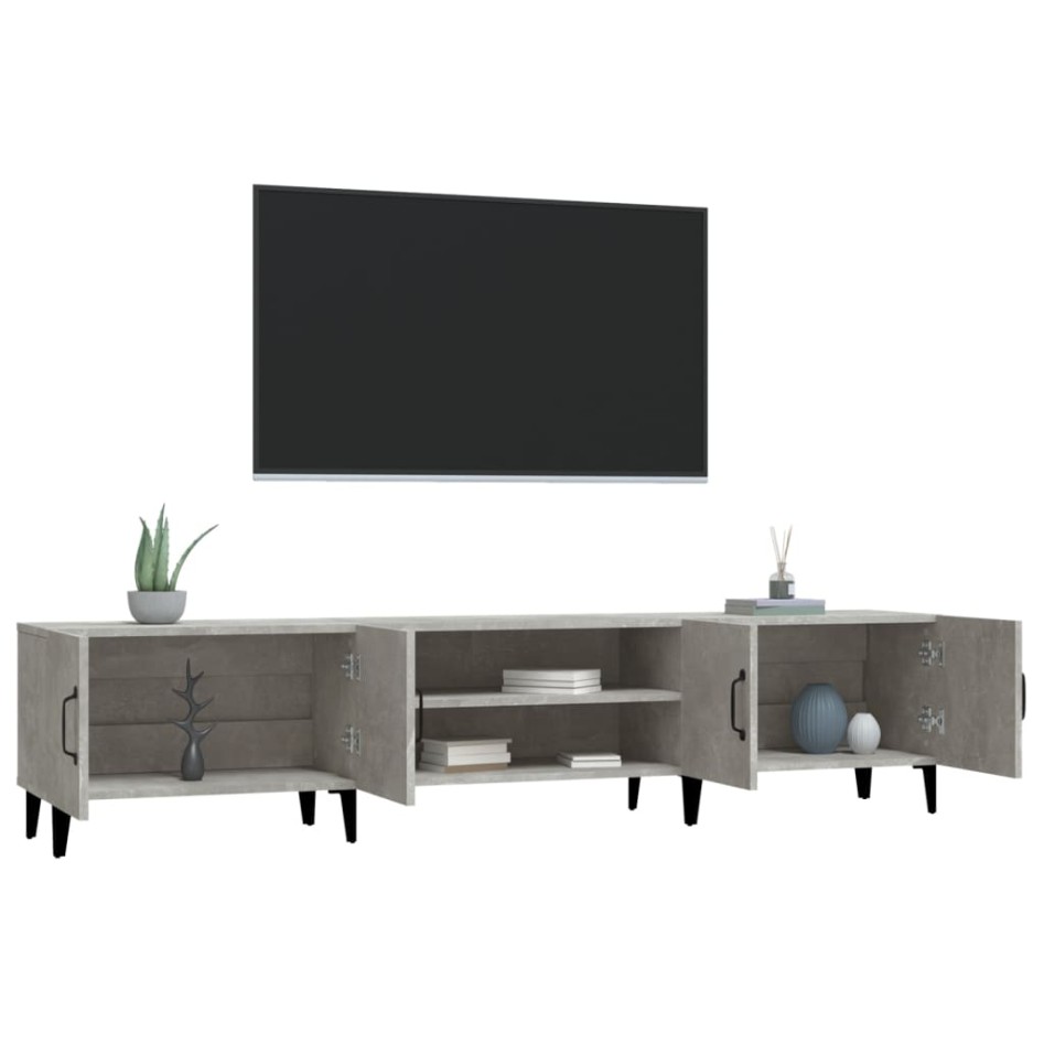 Mueble de TV madera contrachapada gris hormigón 180x31,5x40