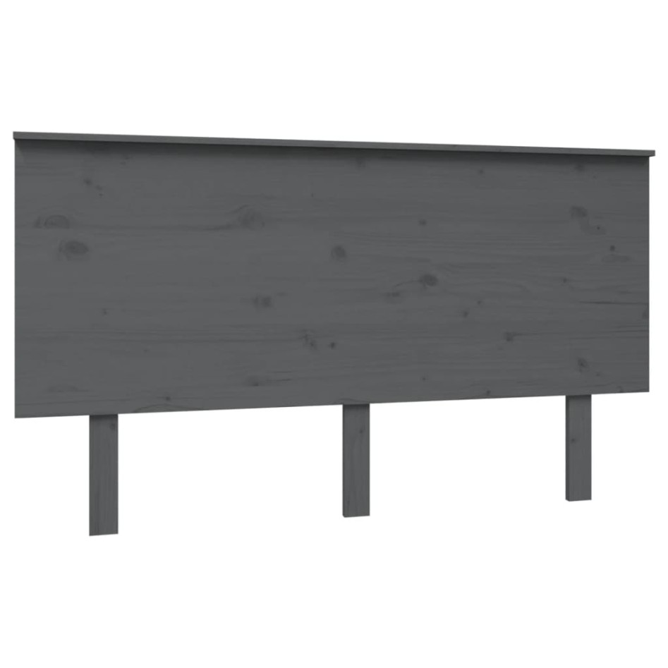 Cabecero de cama madera maciza de pino gris 144x6x82,5
