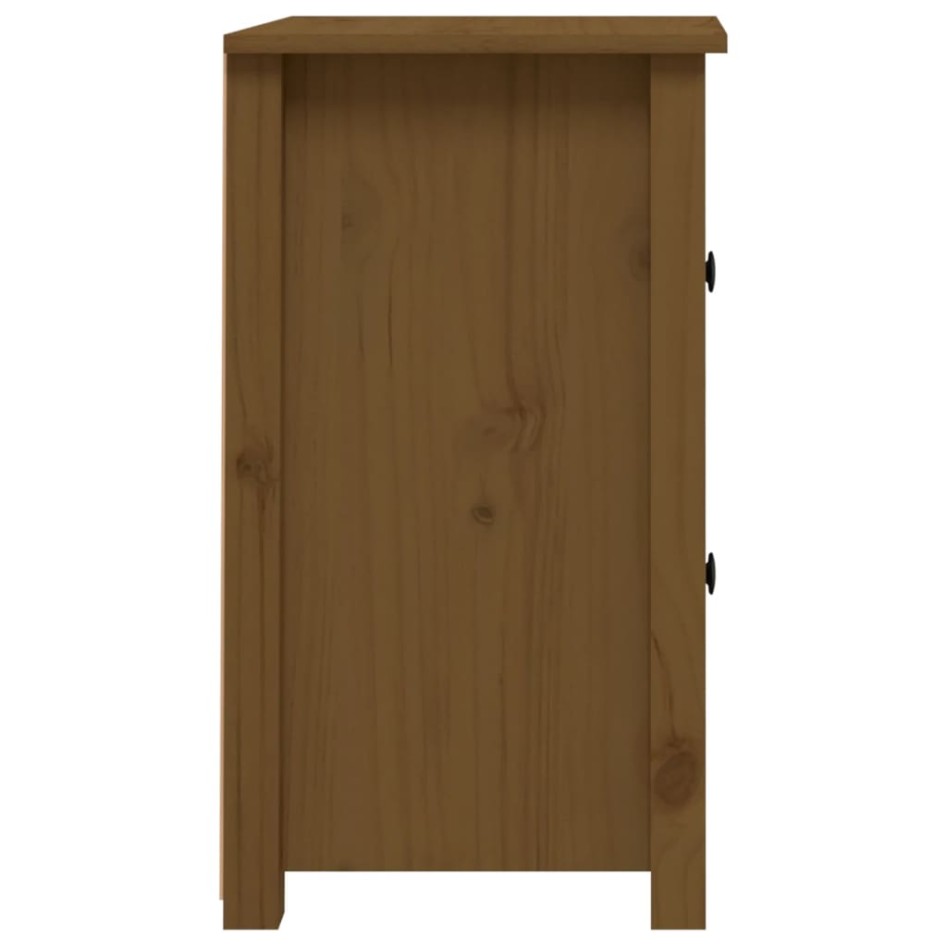 Mesita de noche madera maciza de pino marrón miel 40x35x61,5