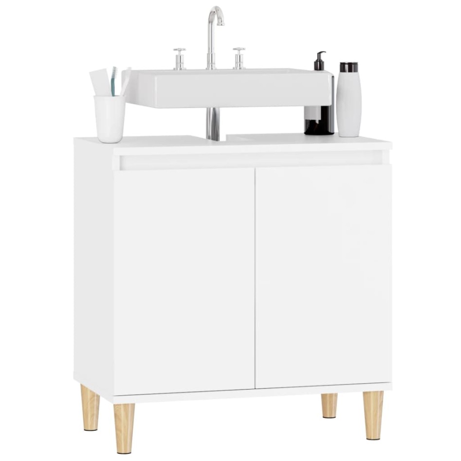 Armario para lavabo madera contrachapada blanco 58x33x60