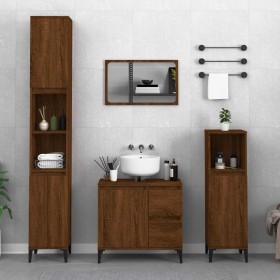 Armario de baño madera contrachapada marrón roble 65x33x60