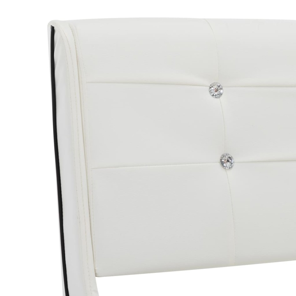 Cama con colchón cuero sintético blanco 90x200