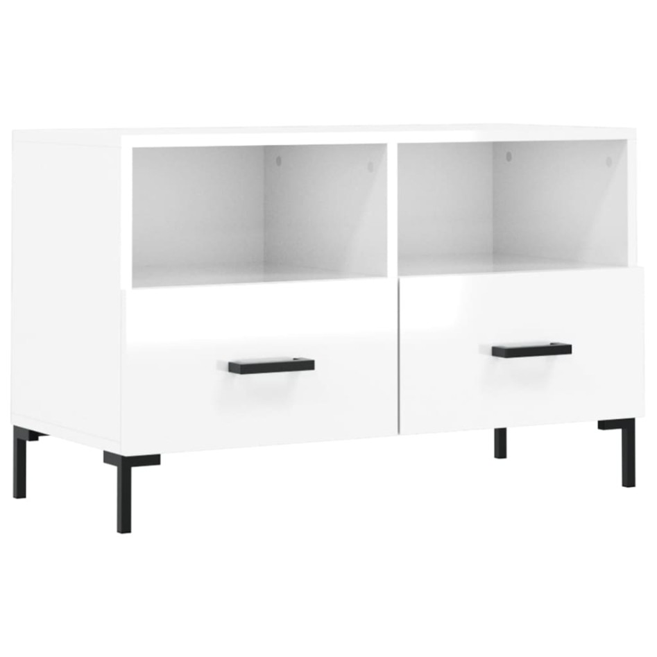 Mueble de TV madera contrachapada blanco brillo 80x36x50
