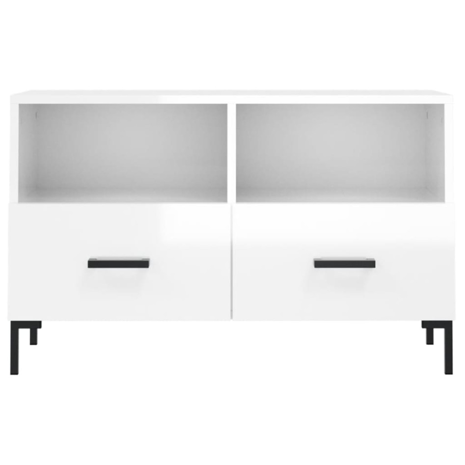 Mueble de TV madera contrachapada blanco brillo 80x36x50