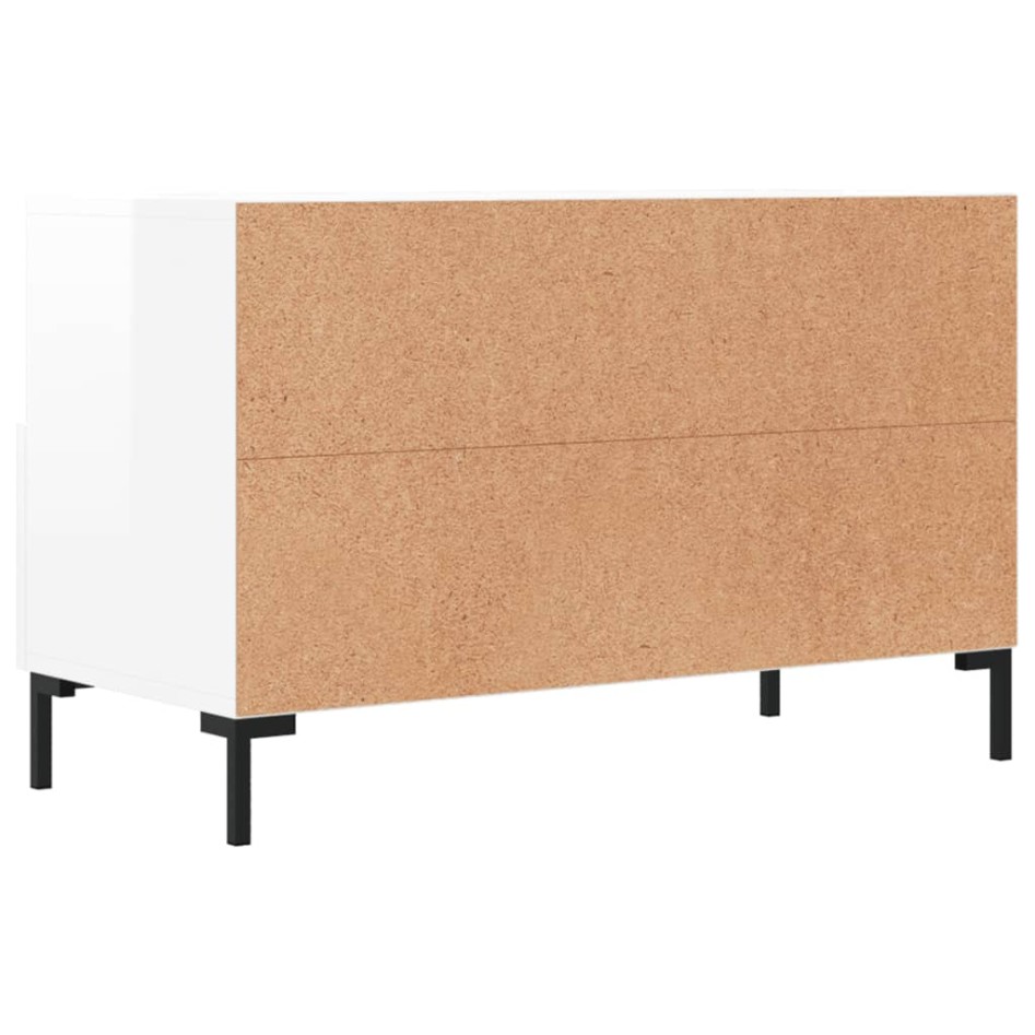 Mueble de TV madera contrachapada blanco brillo 80x36x50