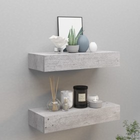 Estante de pared con cajón 2 uds MDF gris hormigón