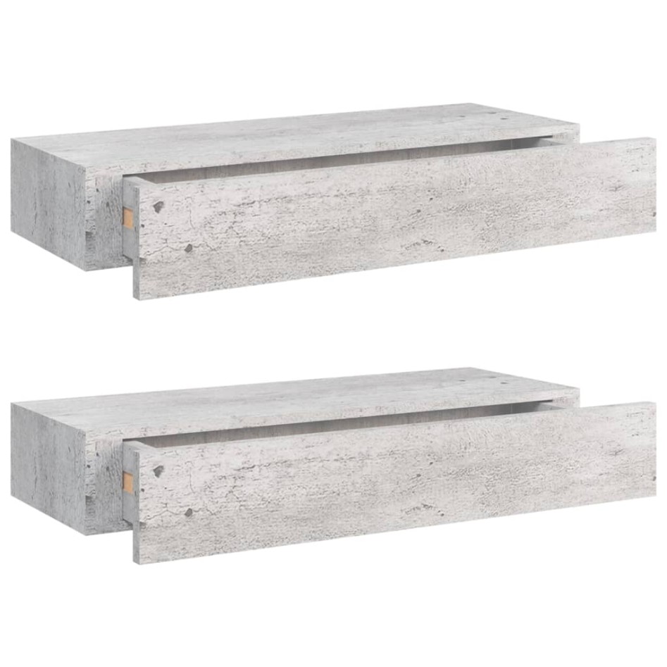 Estante de pared con cajón 2 uds MDF gris hormigón