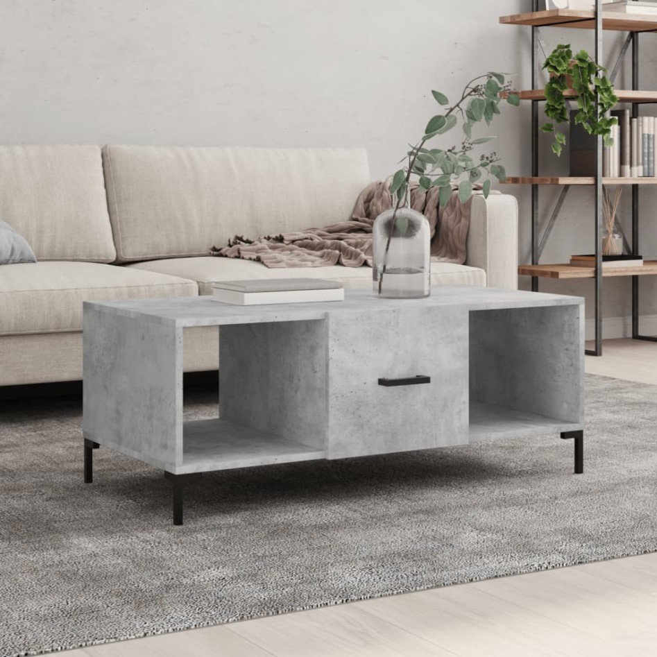 Mesa de centro madera contrachapada gris hormigón 102x50x40