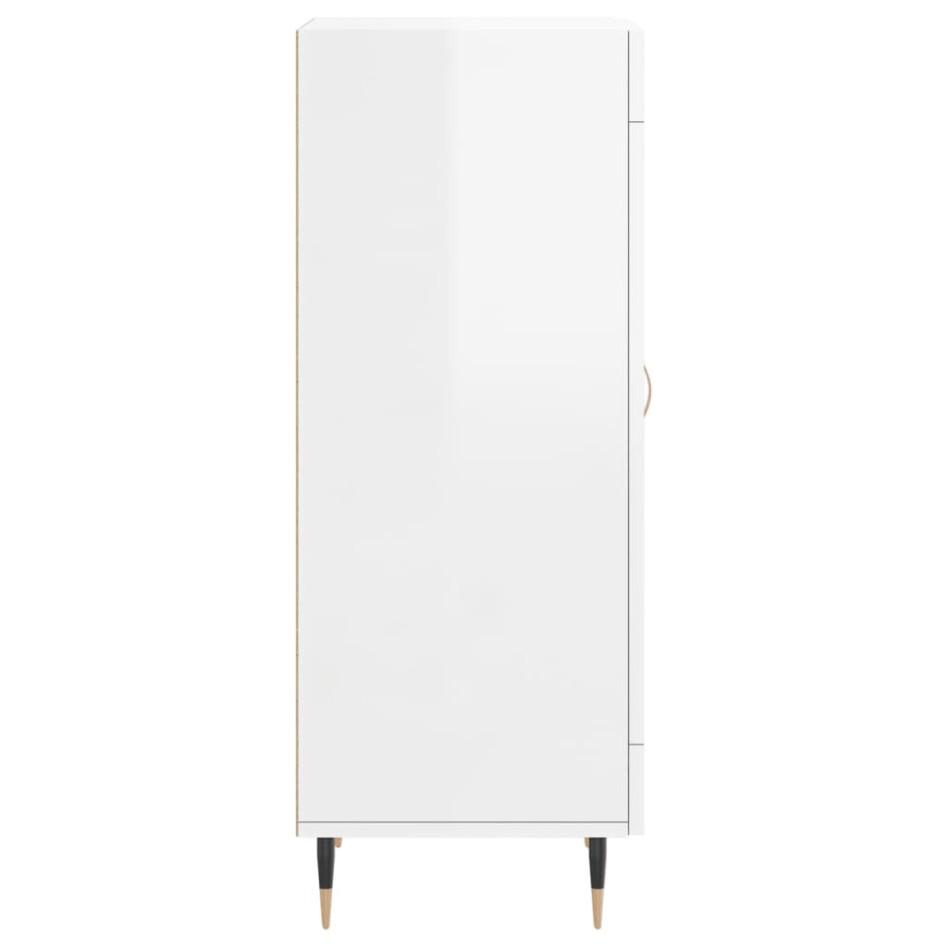 Aparador de madera contrachapada blanco brillante 34,5x34x90