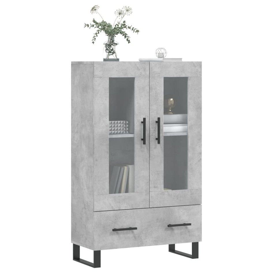 Aparador alto madera de ingeniería gris hormigón 69,5x31x115