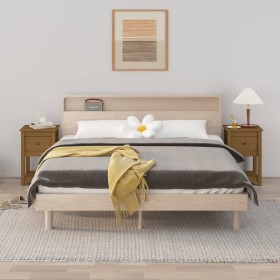 Mesitas de noche 2 uds madera de pino marrón miel 40x35x61,5