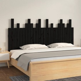 Cabecero de cama de pared madera maciza pino negro 166x3x80